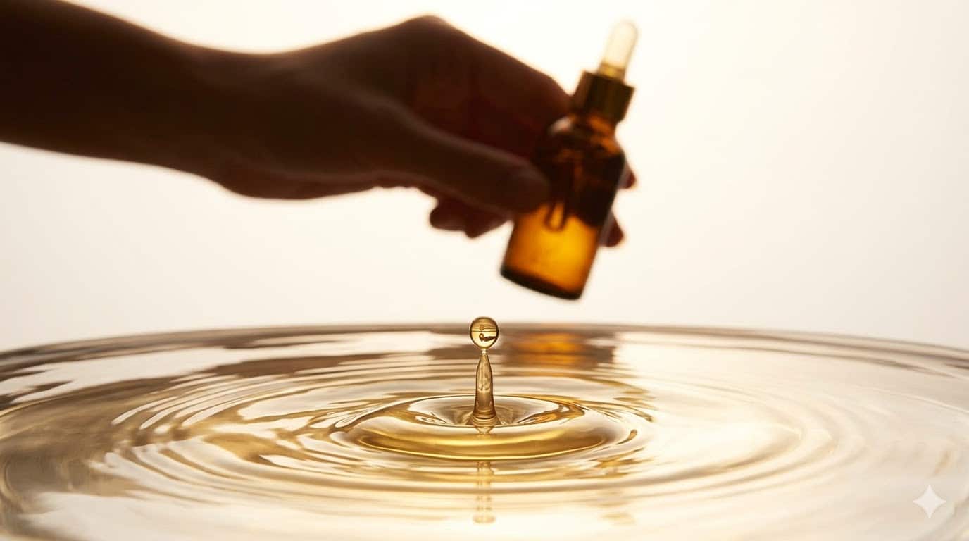 Crystal Health & Beauty colloidal gold in an amber glass bottle on dark stone