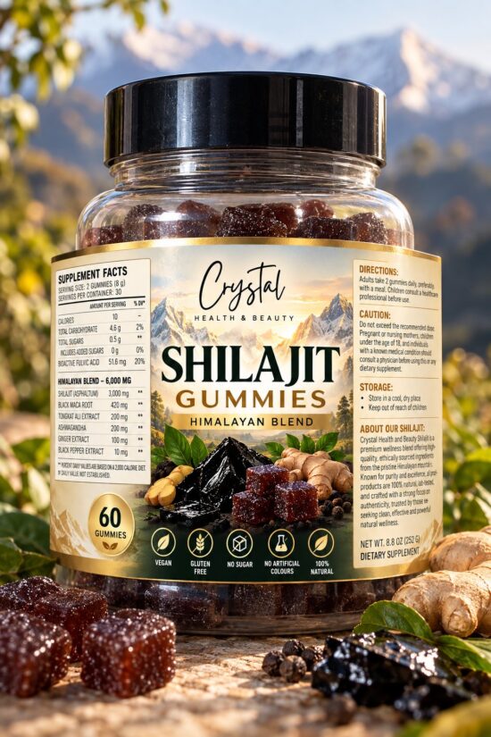 Crystal Health & Beauty Himalayan Shilajit Gummies, 60 gummies, jar front