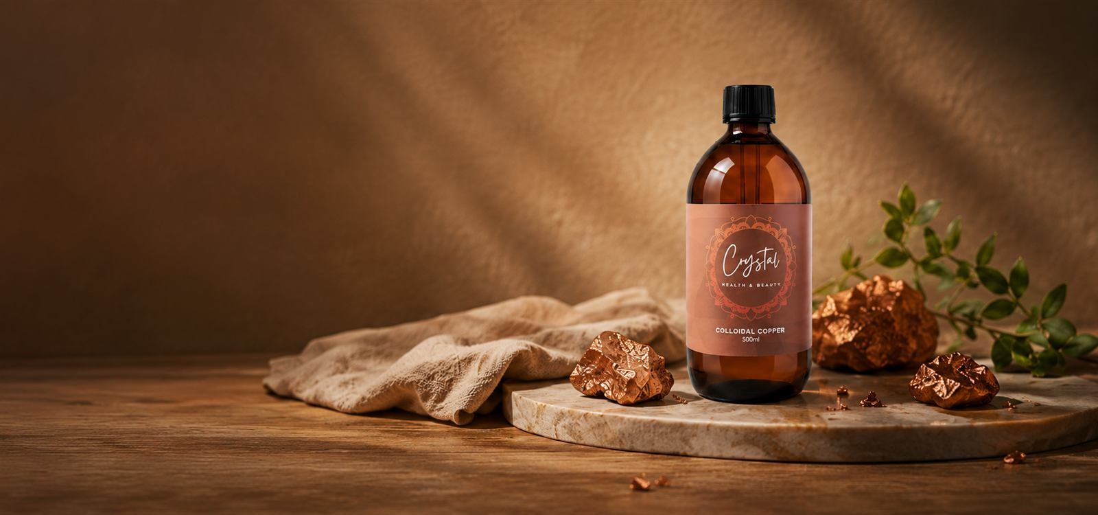 Crystal Health & Beauty colloidal copper in amber glass