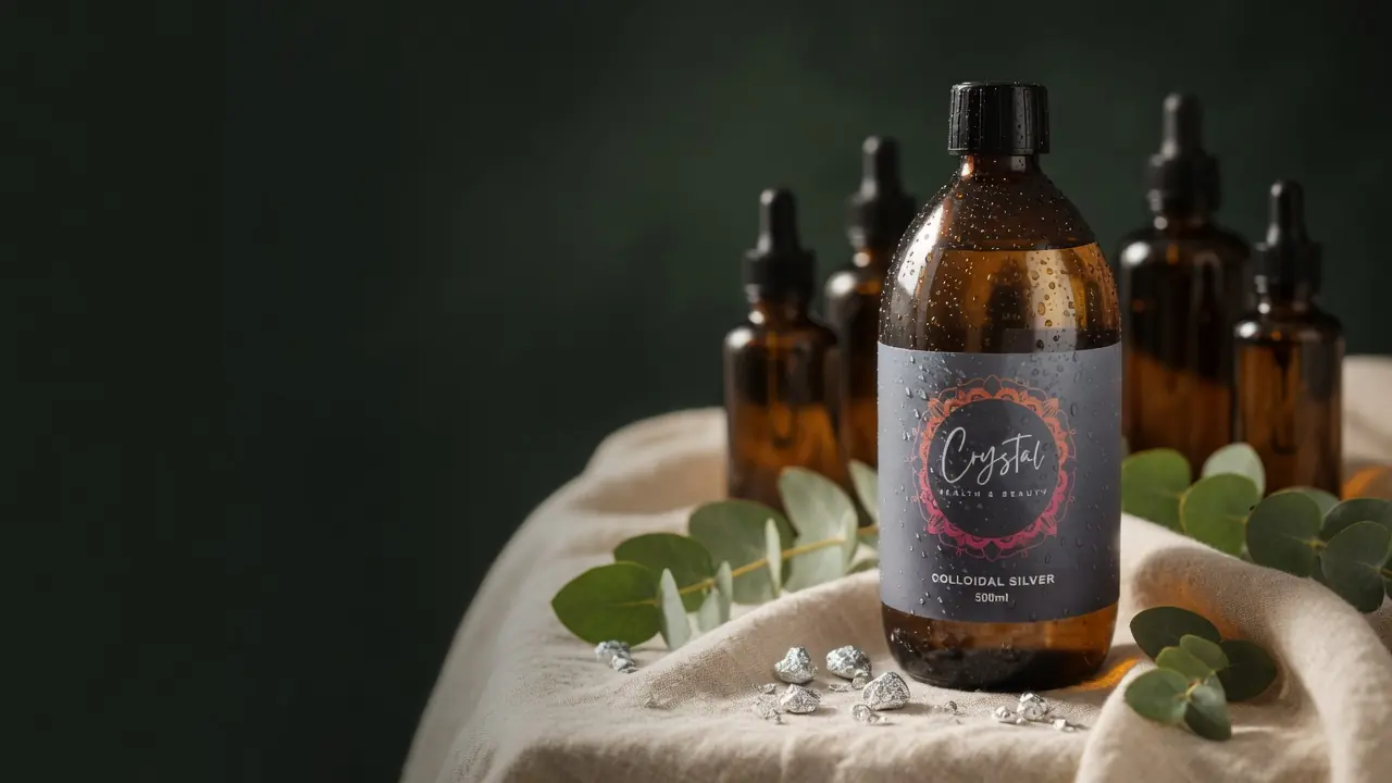 Crystal Health & Beauty colloidal silver in amber glass