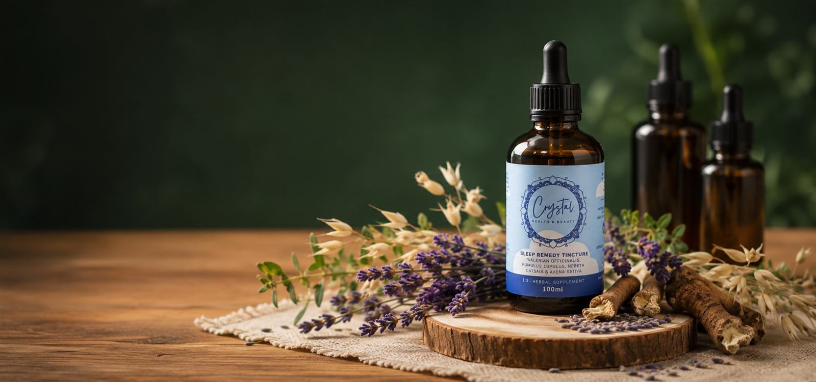 Herbal tincture bottles prepared for packing