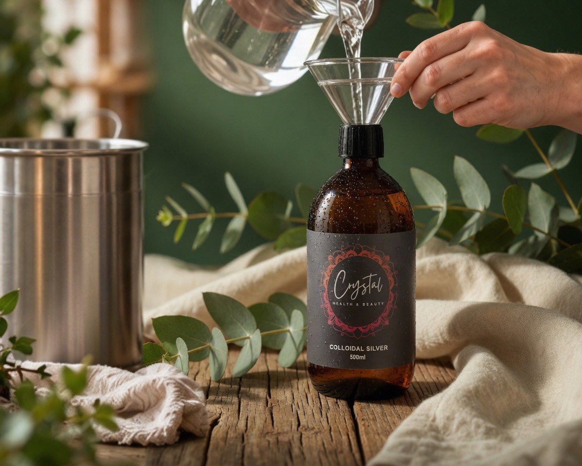 Crystal Health & Beauty colloidal silver being bottled in our UK workshop